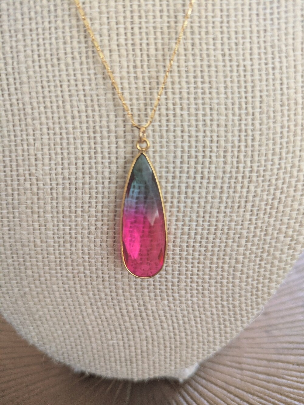 Artisan Made Watermelon Stone Necklace - Picture 13 of 16